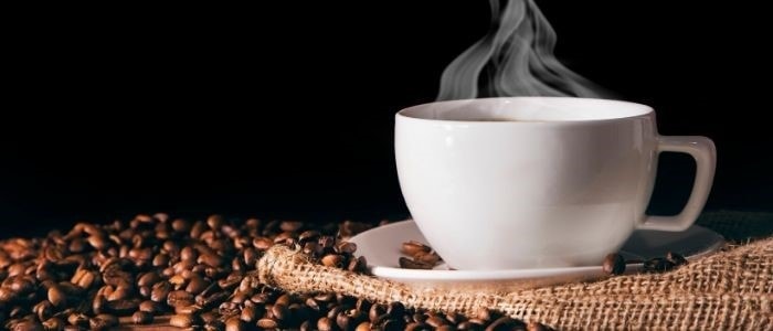 A mug of steaming hot coffee
