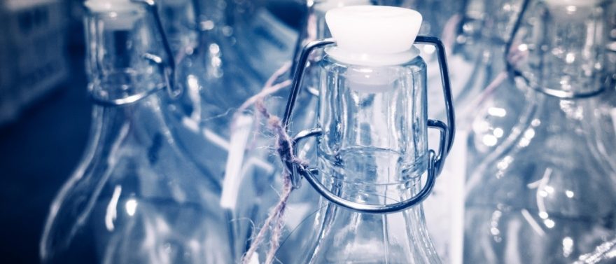 Reusable glass water bottles