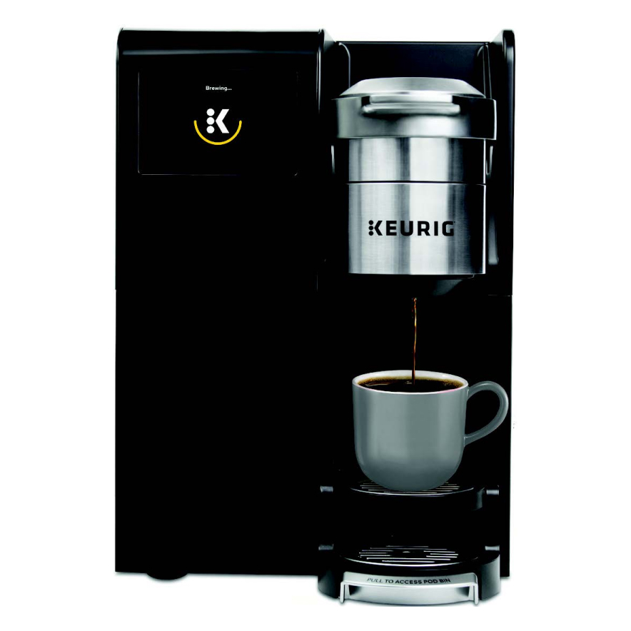 Quench 174 Keurig coffee brewer front shot with mug dispensing coffee