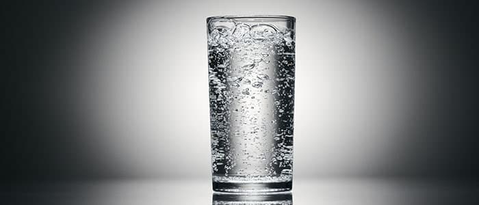A glass of sparkling water