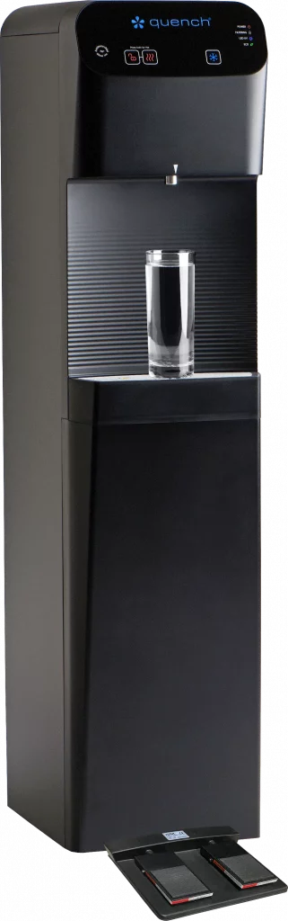 Quench Q7 freestanding water cooler with foot pedal for touchless dispensing
