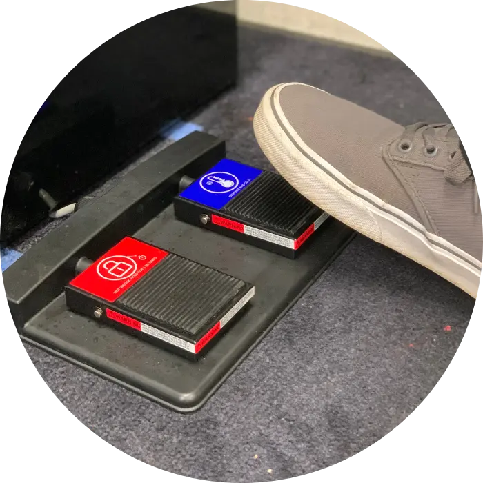 closeup of foot pedal dispensing_touchless category