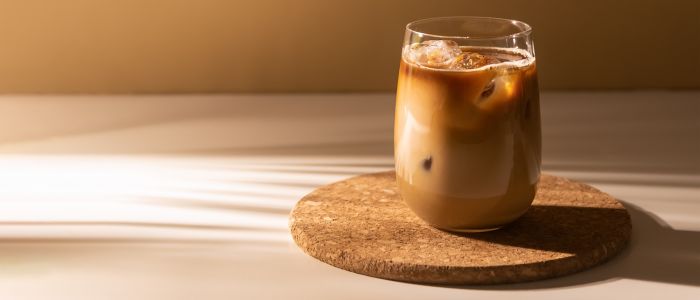 coffee in glass with ice