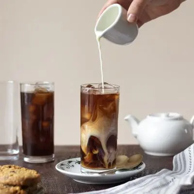 pouring iced coffee